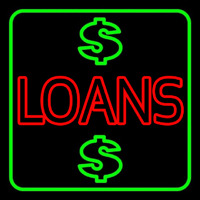 Double Stroke Loans With Dollar Logo With Green Border Enseigne Néon