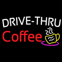 Drive Thru Coffee With Coffee Glass Enseigne Néon