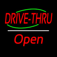 Drive Thru Open White Line Enseigne Néon