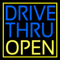 Drive Thru Open With Yellow Border Enseigne Néon