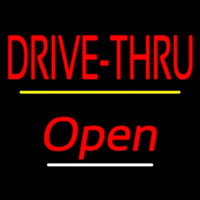 Drive Thru Open Yellow Line Enseigne Néon