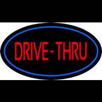 Drive Thru Oval Blue Enseigne Néon