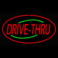 Drive Thru Oval Red Enseigne Néon