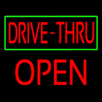 Drive Thru With Green Border Open Enseigne Néon