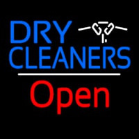 Dry Cleaners Logo Open White Line Enseigne Néon