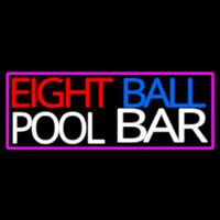 Eight Ball Pool Bar With Pink Border Enseigne Néon