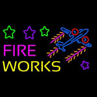 Fire Work Cartoon Logo 2 Enseigne Néon