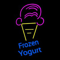 Frozen Yogurt Blue Ltrs With Cone Logo Enseigne Néon