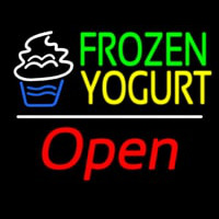 Frozen Yogurt Open White Line Enseigne Néon