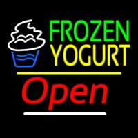 Frozen Yogurt Open Yellow Line Enseigne Néon