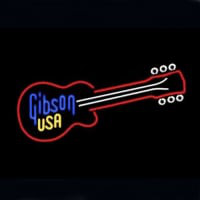 Gibson Usa Guitar Bière Bar Entrée Enseigne Néon