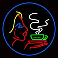 Girl Logo With Hot Coffee Enseigne Néon
