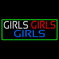 Girls Girls Girls Strip With Turquoise Border Enseigne Néon