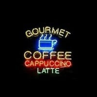 Gourmet Coffee Cappuccino Latte Magasin Entrée Enseigne Néon