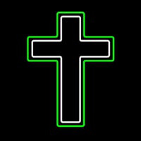 Green And White Christian Cross Enseigne Néon