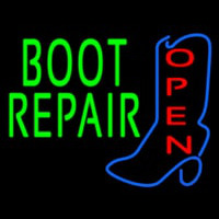 Green Boot Repair With Logo Open Enseigne Néon
