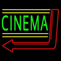 Green Cinema With Arrow Enseigne Néon