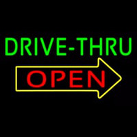 Green Drive Thru Open Arrow Enseigne Néon