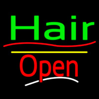 Green Hair Open Yellow Line Enseigne Néon