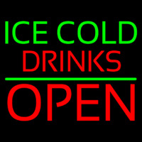 Green Ice Red Cold Drinks Open Enseigne Néon