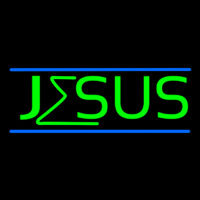 Green Jesus Blue Line Enseigne Néon