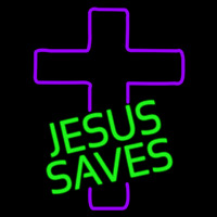 Green Jesus Saves Purple Cross Enseigne Néon