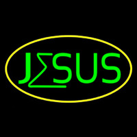 Green Jesus Yellow Border Enseigne Néon