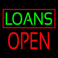 Green Loans Red Border Block Open Enseigne Néon