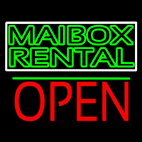 Green Mailbo  Rental Block With Open 1 Enseigne Néon