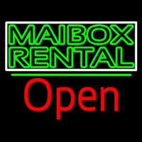 Green Mailbo  Rental Block With Open 2 Enseigne Néon