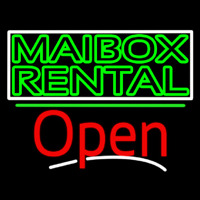 Green Mailbo  Rental Block With Open 3 Enseigne Néon