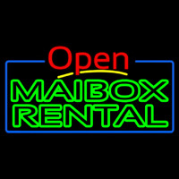 Green Mailbo  Rental Block With Open 4 Enseigne Néon