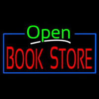 Green Open Book Store Blue Border Enseigne Néon