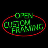 Green Open Custom Framing Oval With Red Border Enseigne Néon