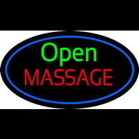 Green Open Red Massage Oval Blue Enseigne Néon