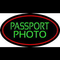 Green Passport Photo Red Oval Enseigne Néon