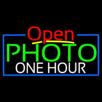 Green Photo One Hour With Open 4 Enseigne Néon