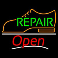 Green Repair Orange Shoe Logo Open Enseigne Néon