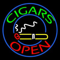 Green Round Cigars Open Enseigne Néon