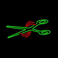 Green Scissor Logo Enseigne Néon