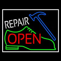 Green Shoe White Repair Open Enseigne Néon