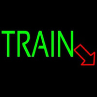 Green Train With Red Arrow Enseigne Néon