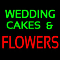 Green Wedding Cakes And Red Flowers Enseigne Néon
