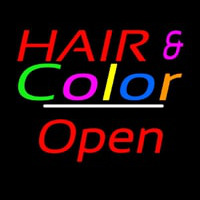 Hair And Color Open White Line Enseigne Néon
