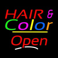 Hair And Color Open Yellow Line Enseigne Néon