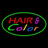 Hair And Color Oval Green Enseigne Néon