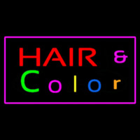 Hair And Color With Pink Border Enseigne Néon