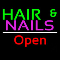 Hair And Nails Open White Line Enseigne Néon