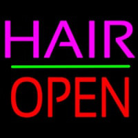Hair Block Open Green Line Enseigne Néon