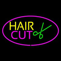Hair Cut Logo Oval Pink Enseigne Néon